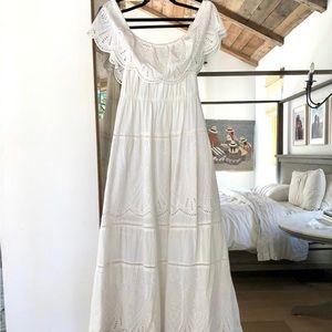 Vintage Italian white cotton eyelet maxi dress